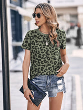 Leopard Print Round Neck Tee